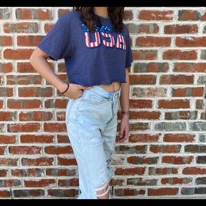 Gray USA cropped t-shirt